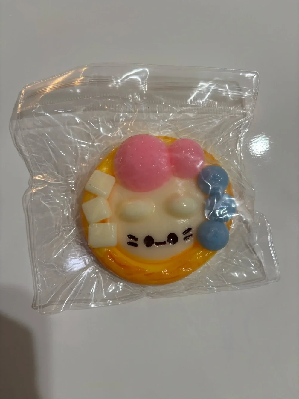Cute Pink Bow Cat Squishy Toy - Yellow Base